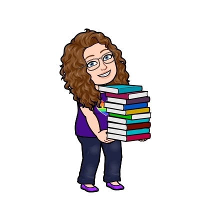 Cartoon of Ms.Pointer carrying a stack of books 